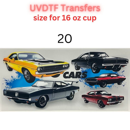 Classic & Vintage Car UV DTF Cup Transfers – 16 oz