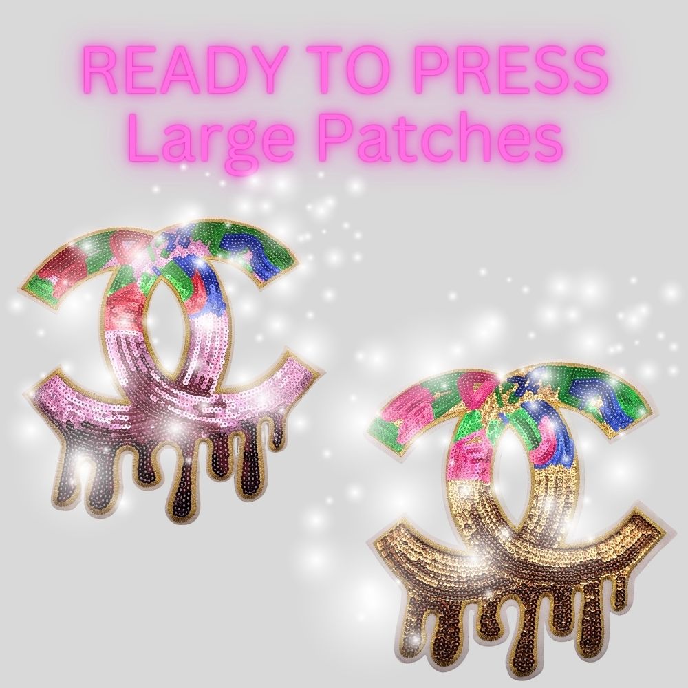 Inspired Drip Sequin Chenille Patch – Ready to Press | Large Statement Appliqué