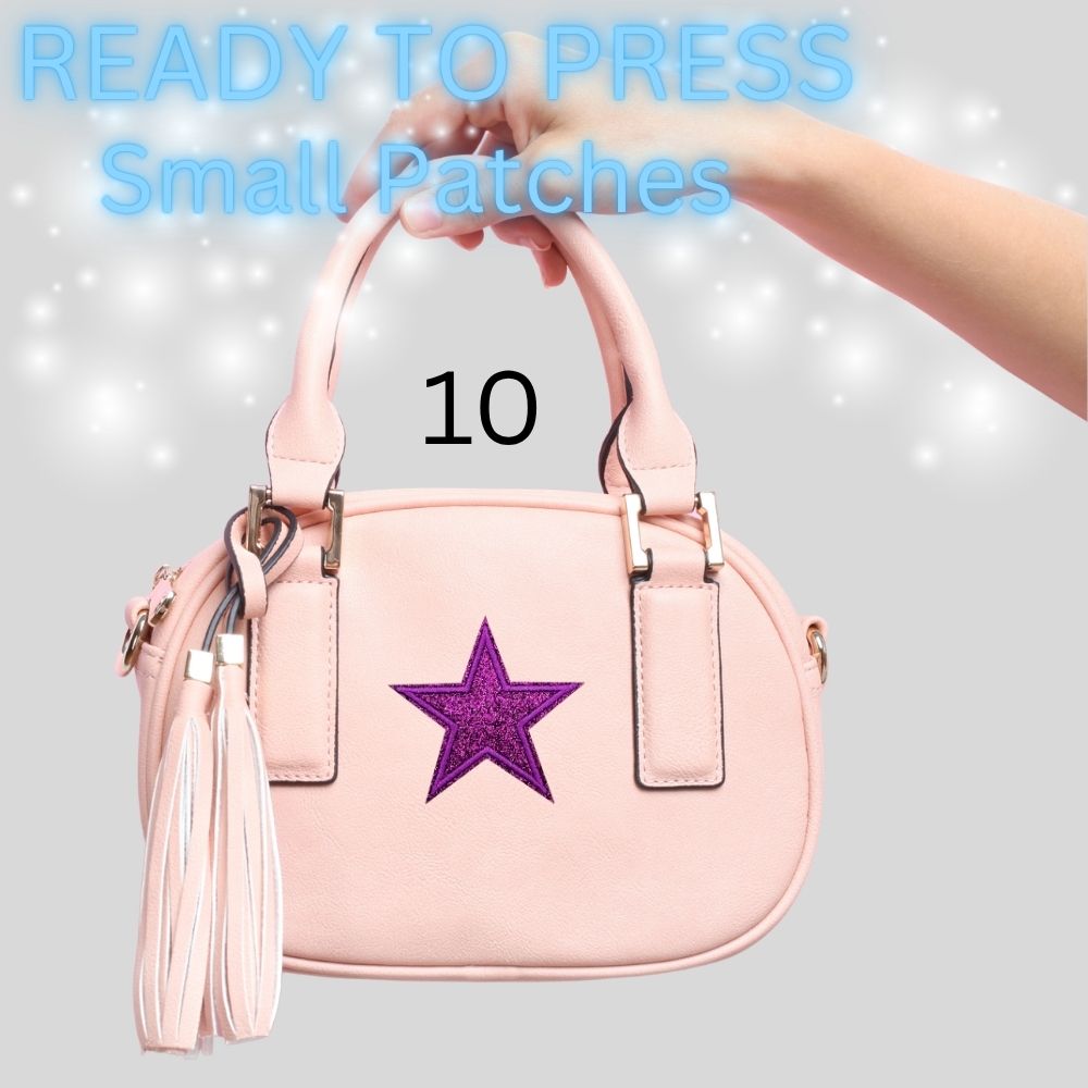 Glitter Star Iron-On Patch | Small Sparkle Star Patch | Heat Transfer Patch for Bags, Hats & Clothing | 16 Color Options