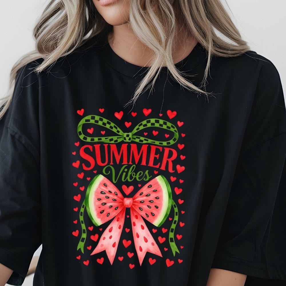 Summer Vibes Ribbon Watermelon DTF Transfer – Bright Color Ready to Press Heat Transfer