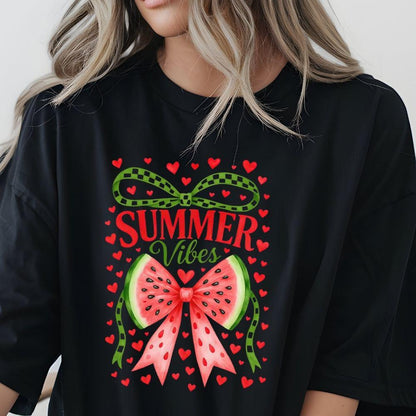Summer Vibes Ribbon Watermelon DTF Transfer – Bright Color Ready to Press Heat Transfer