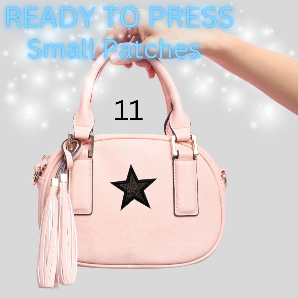 Glitter Star Iron-On Patch | Small Sparkle Star Patch | Heat Transfer Patch for Bags, Hats & Clothing | 16 Color Options