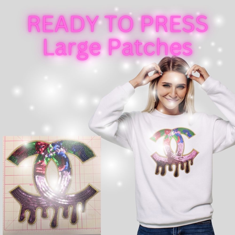 Inspired Drip Sequin Chenille Patch – Ready to Press | Large Statement Appliqué