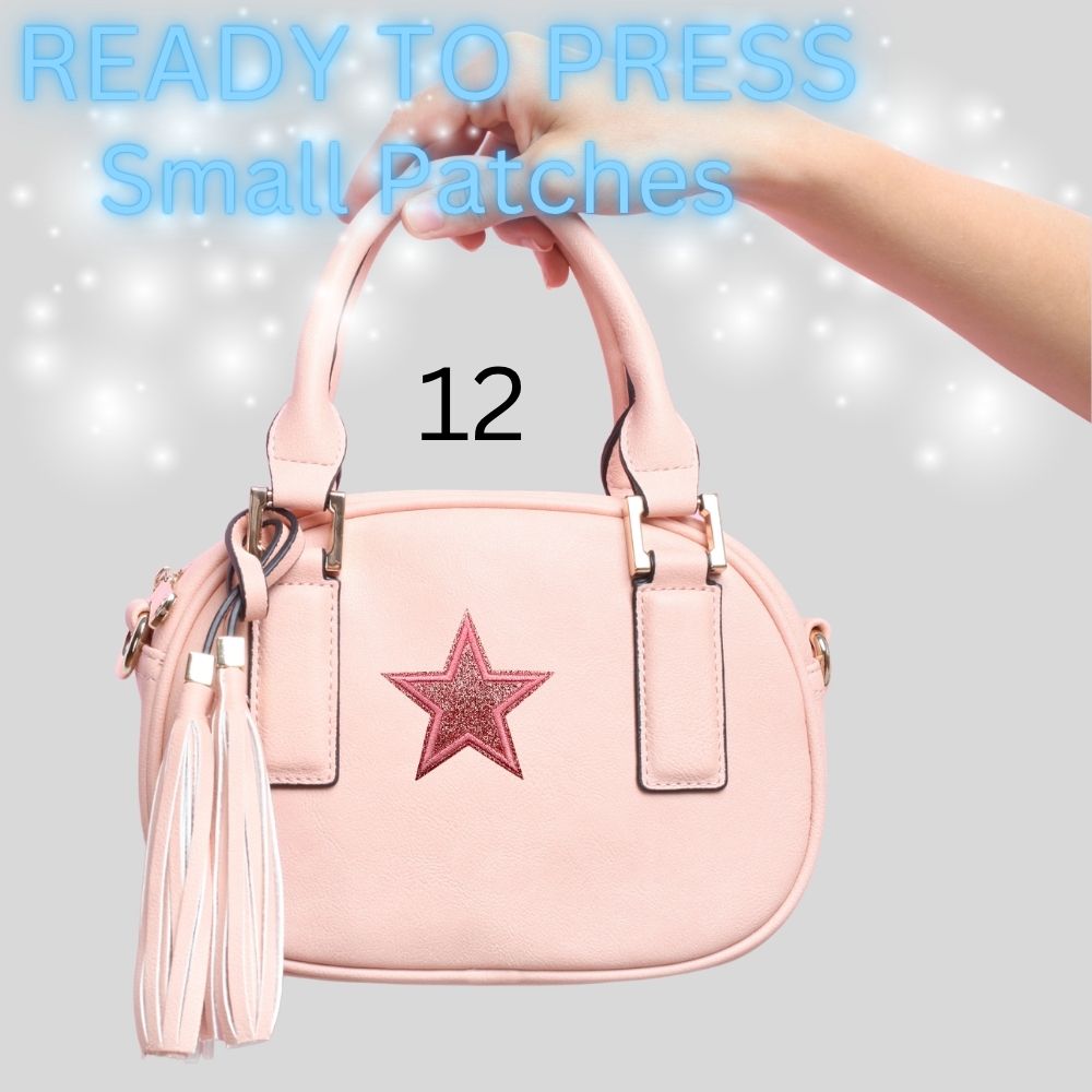 Glitter Star Iron-On Patch | Small Sparkle Star Patch | Heat Transfer Patch for Bags, Hats & Clothing | 16 Color Options