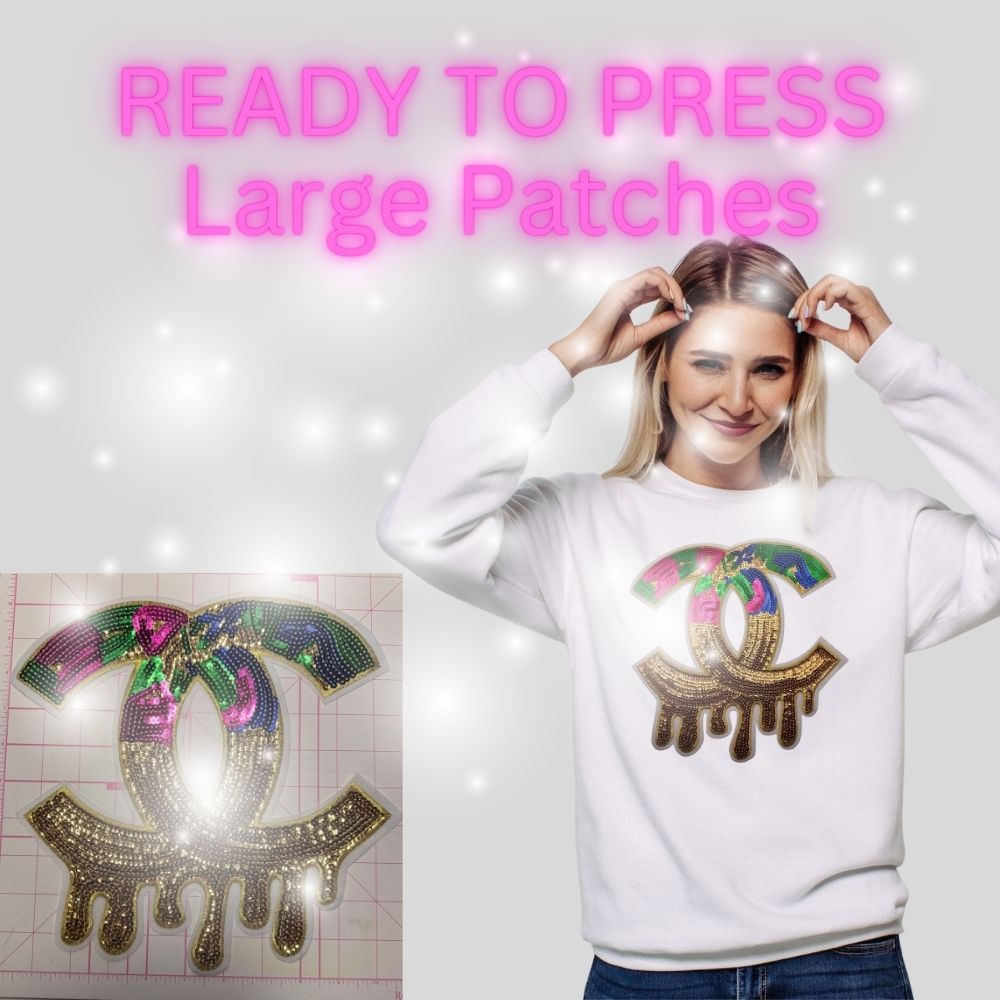 Inspired Drip Sequin Chenille Patch – Ready to Press | Large Statement Appliqué