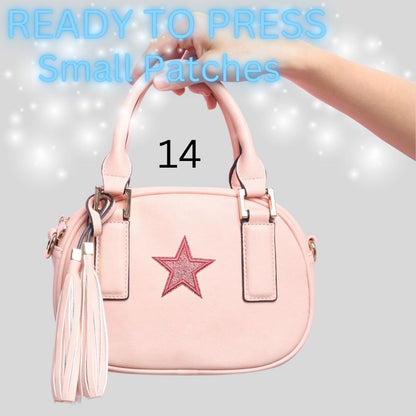 Glitter Star Iron-On Patch | Small Sparkle Star Patch | Heat Transfer Patch for Bags, Hats & Clothing | 16 Color Options