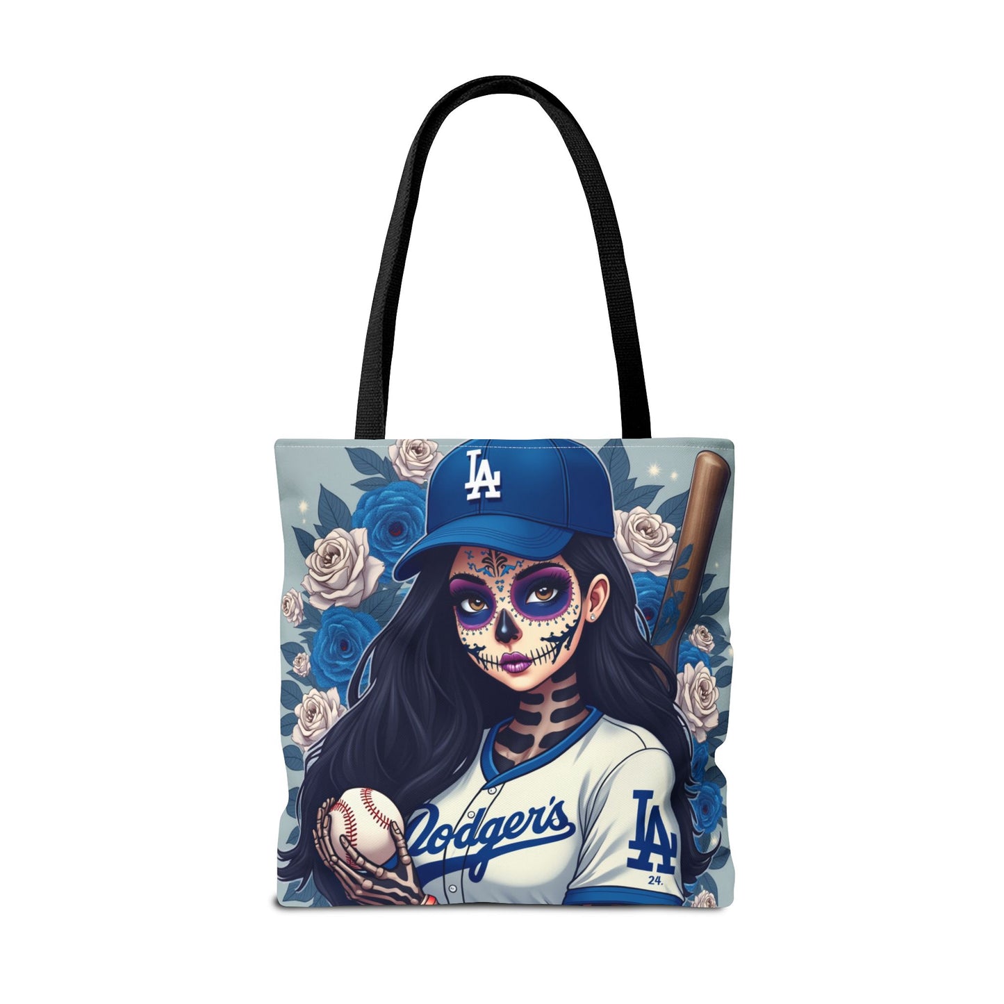 Sugar Skull Baseball Tote Bag, Unique Tote for Sports Fans, Day of the Dead Inspired, Stylish Shopping Bag, Gift for Her