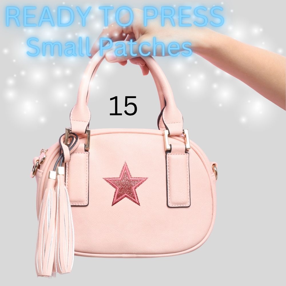 Glitter Star Iron-On Patch | Small Sparkle Star Patch | Heat Transfer Patch for Bags, Hats & Clothing | 16 Color Options