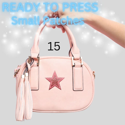 Glitter Star Iron-On Patch | Small Sparkle Star Patch | Heat Transfer Patch for Bags, Hats & Clothing | 16 Color Options