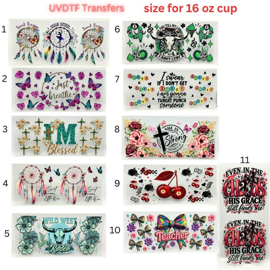 Faith, Western & Floral UV DTF Cup Wrap Transfers | Inspirational & Boho 16 oz Libby Cup Decals