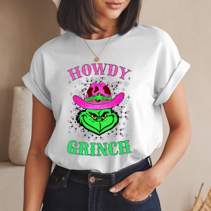 Howdy Grinchy Christmas DTF Transfer – Cowgirl Vibe Ready to Press Heat Transfer
