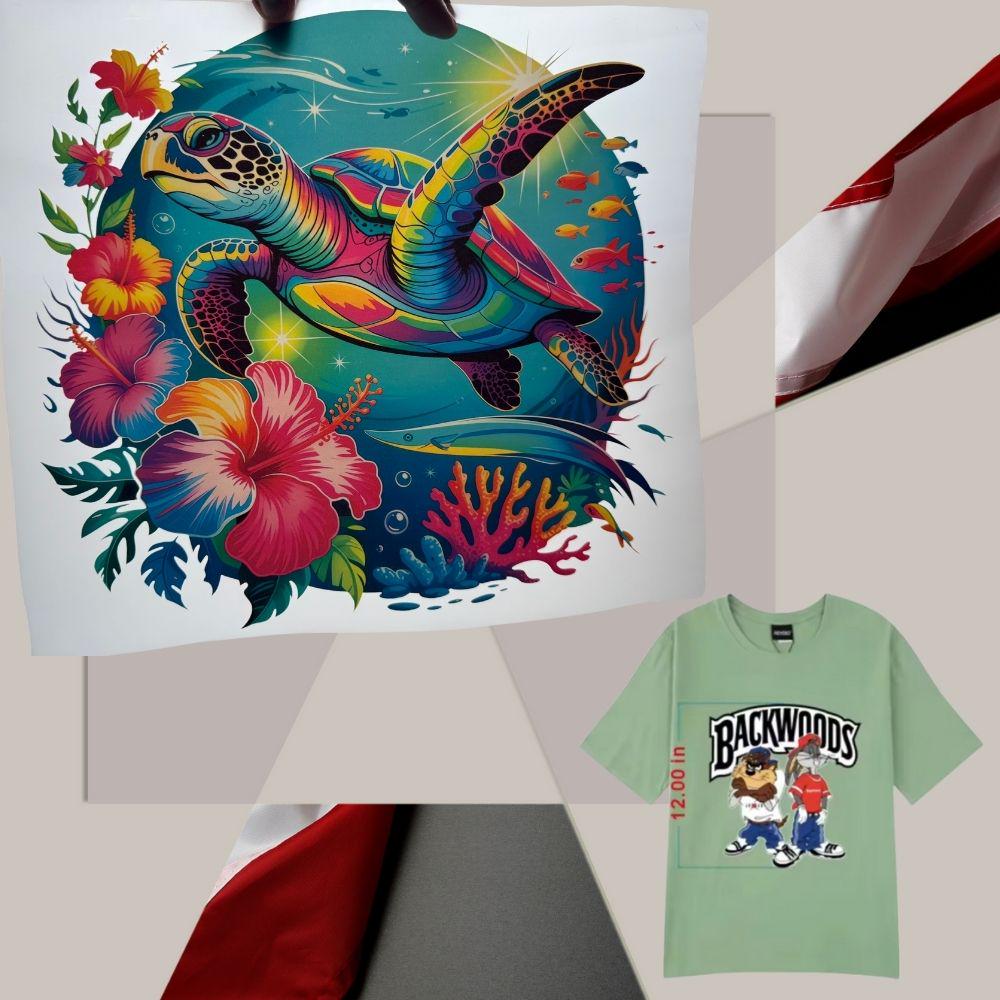 Sea Turtle Ocean Bright Colors DTF Transfer – Ready to Press Heat Press Design
