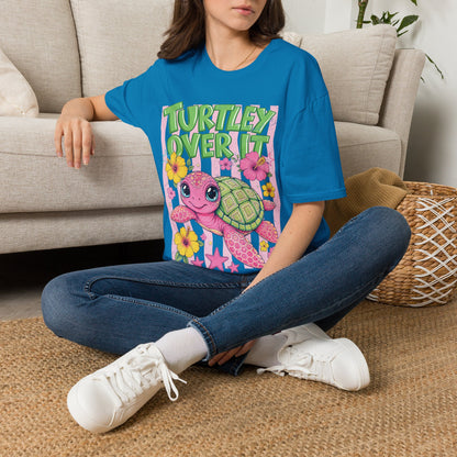 T-Shirt — “Turtley Over It” Floral Sea Turtle Graphic Tee