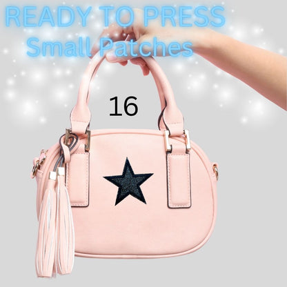 Glitter Star Iron-On Patch | Small Sparkle Star Patch | Heat Transfer Patch for Bags, Hats & Clothing | 16 Color Options