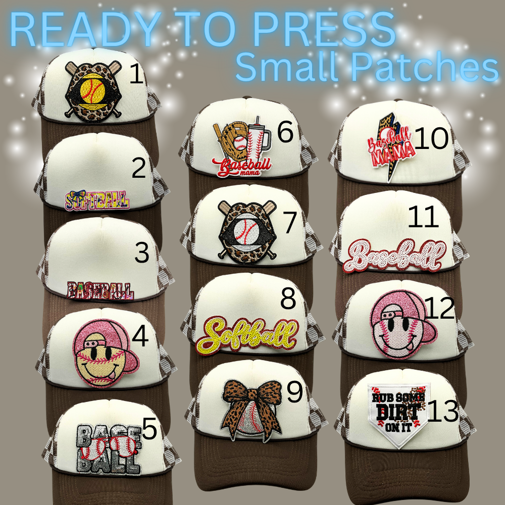 Ready to Press Hat Patches | Small Embroidered Appliqué Transfers | Trucker Hat Accessories | DIY Heat Press Patches | Summer, Western & Patriotic Designs