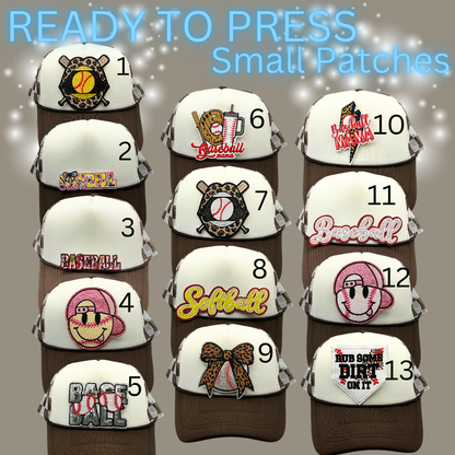 Ready to Press Hat Patches | Small Embroidered Appliqué Transfers | Trucker Hat Accessories | DIY Heat Press Patches | Summer, Western & Patriotic Designs