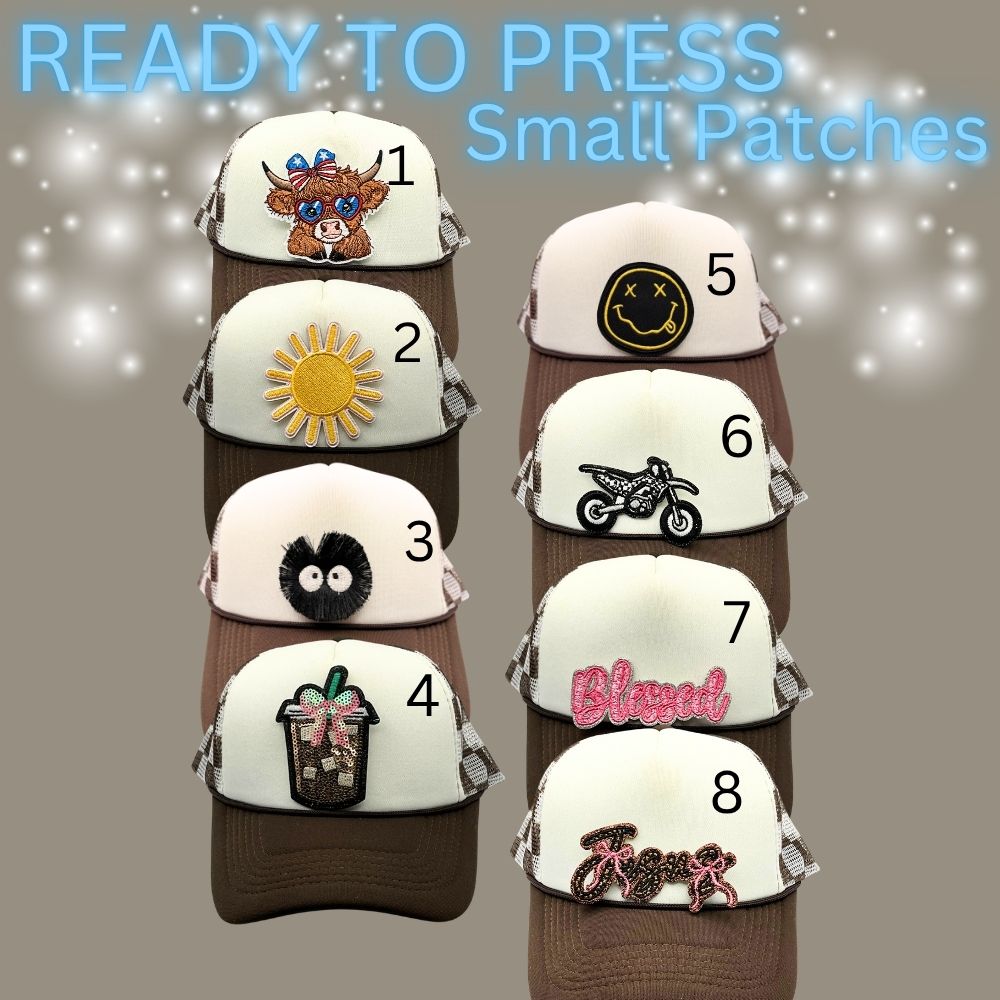 Ready to Press Trendy Patch Transfers | Iron-On Hat Patches | Cute Western, Smiley, Sun & Lifestyle Designs | DIY Cap Decor