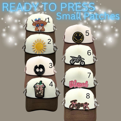 Ready to Press Trendy Patch Transfers | Iron-On Hat Patches | Cute Western, Smiley, Sun & Lifestyle Designs | DIY Cap Decor