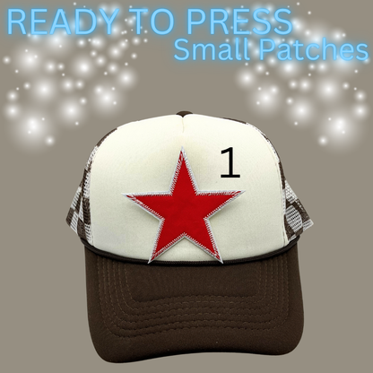 Ready to Press Hat Patches | Small Embroidered Appliqué Transfers | Trucker Hat Accessories | DIY Heat Press Patches | Summer, Western & Patriotic Designs