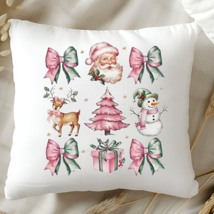 Vintage Christmas Bow & Boots DTF Transfer – Santa & Snowman Holiday Heat Press Design