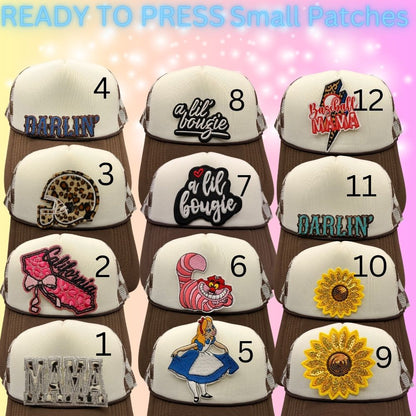 Trendy Small Embroidered Patches | Western, Girly & Aesthetic Iron-On Patches | Hat Bar Ready Designs | Cute Heat Transfer Patches