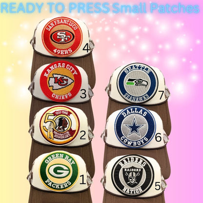 Football Inspired Embroidered Patches | Game Day Circle Patches | Sports Fan Hat Bar Patches | Heat Press Iron-On Patches