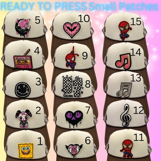 Trendy Small Embroidered Patch Collection | Cute, Gothic & Retro Iron-On Patches | Hat Bar Ready Press Patches | Mix & Match Designs