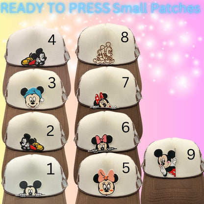 Cartoon Style Mouse Inspired Patches | Small Embroidered Iron-On Patches | Cute Character Head Patches | Hat & Clothing Heat Transfer