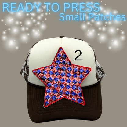 Ready to Press Hat Patches | Small Embroidered Appliqué Transfers | Trucker Hat Accessories | DIY Heat Press Patches | Summer, Western & Patriotic Designs