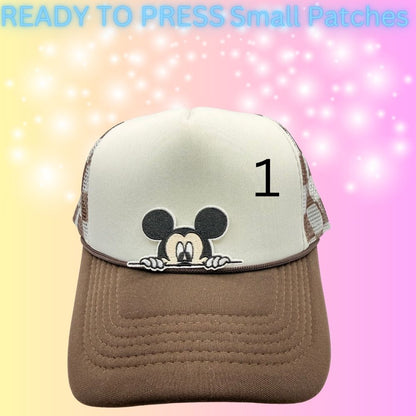 Cartoon Style Mouse Inspired Patches | Small Embroidered Iron-On Patches | Cute Character Head Patches | Hat & Clothing Heat Transfer