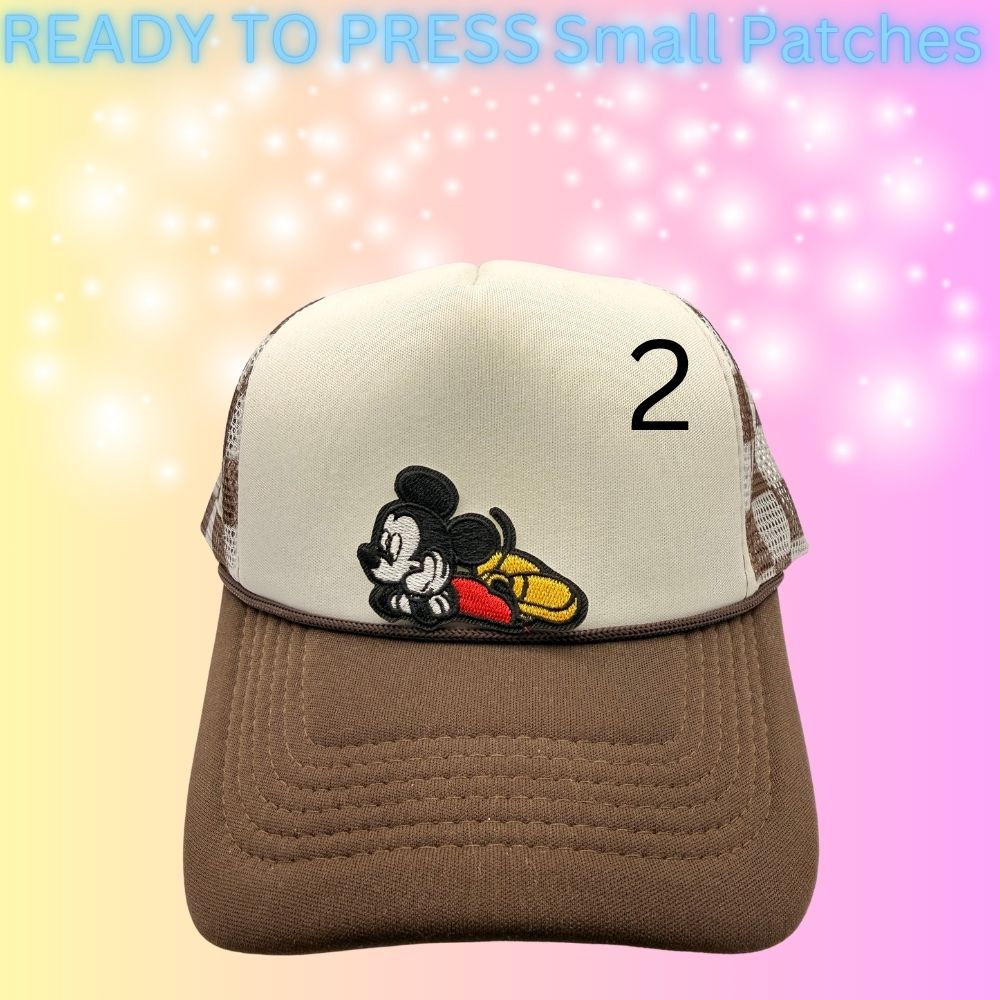 Cartoon Style Mouse Inspired Patches | Small Embroidered Iron-On Patches | Cute Character Head Patches | Hat & Clothing Heat Transfer