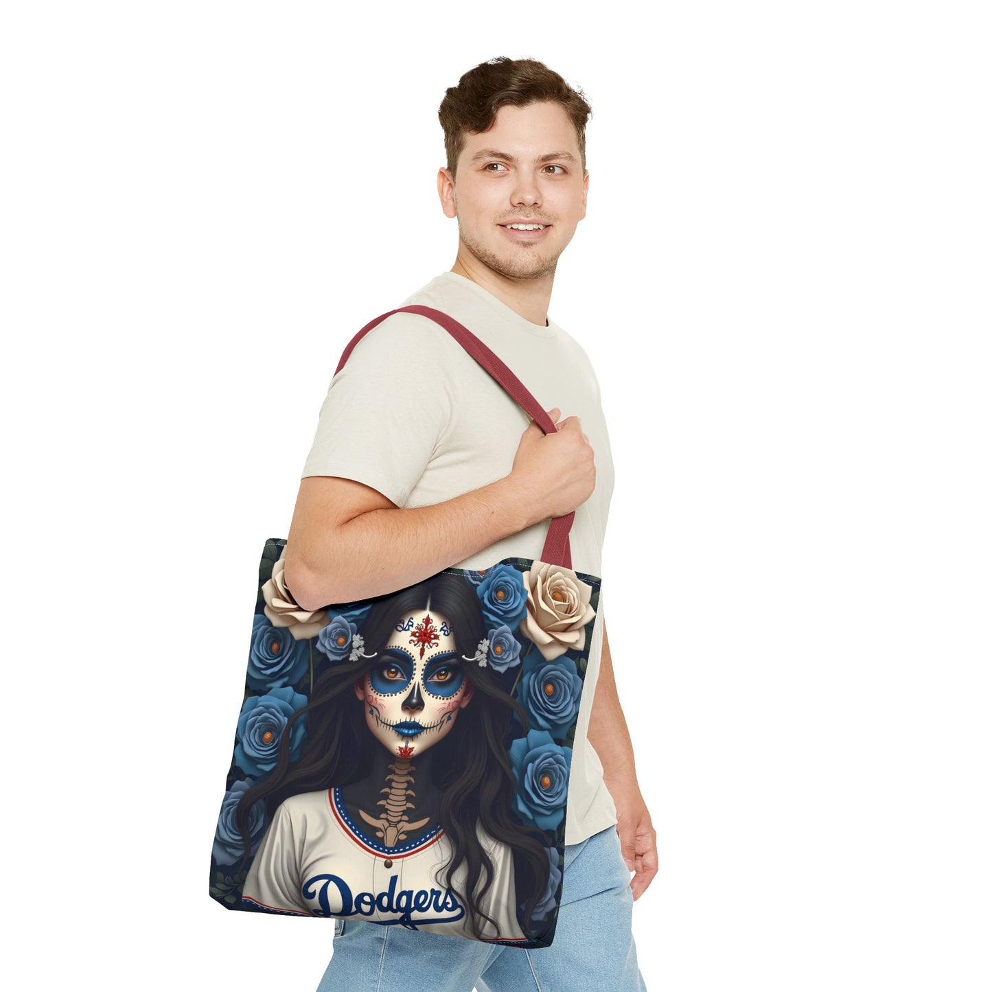 Sugar Skull Floral Tote Bag, Day of the Dead, Boho Style, Eco-Friendly Shopping, Casual Weekend Bag