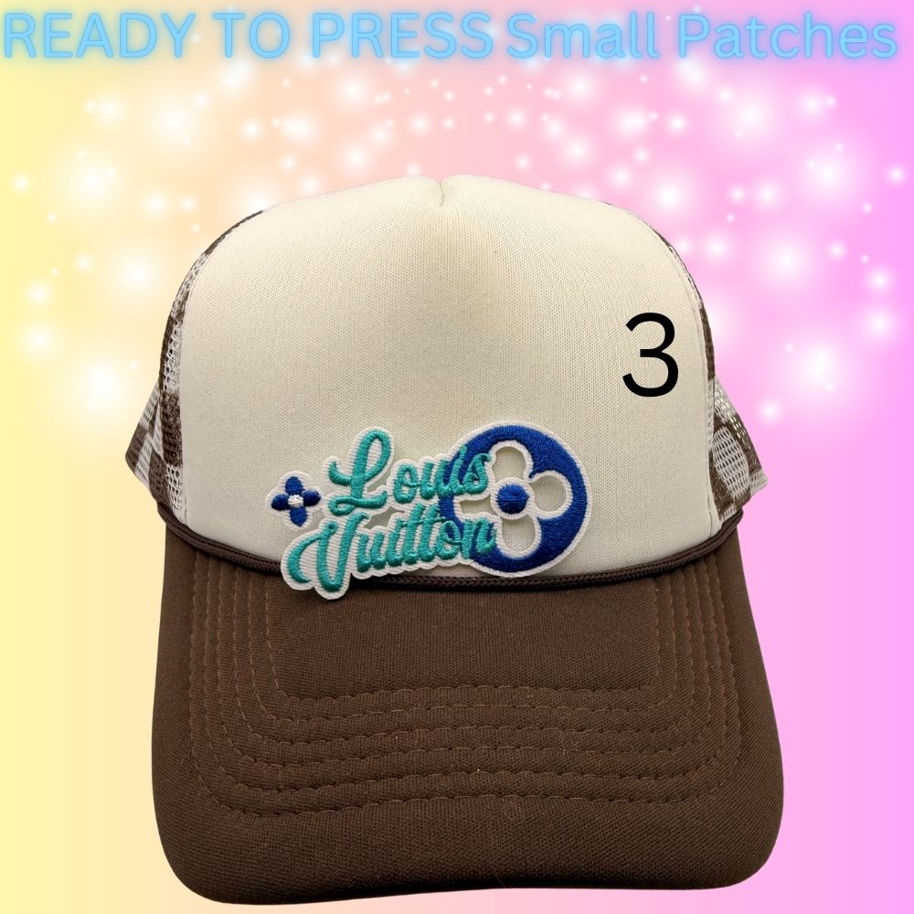 Designer-Inspired Small Embroidered Patches | Heart, Lips & Monogram Style Patches | Hat Bar Ready Press | Trendy Boutique Patches