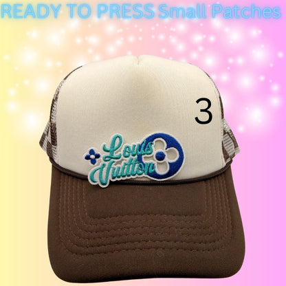 Designer-Inspired Small Embroidered Patches | Heart, Lips & Monogram Style Patches | Hat Bar Ready Press | Trendy Boutique Patches
