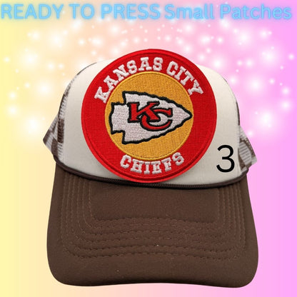 Football Inspired Embroidered Patches | Game Day Circle Patches | Sports Fan Hat Bar Patches | Heat Press Iron-On Patches