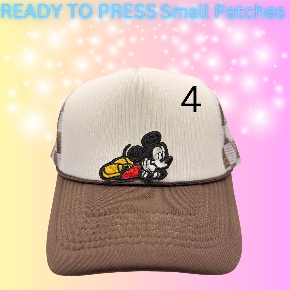 Cartoon Style Mouse Inspired Patches | Small Embroidered Iron-On Patches | Cute Character Head Patches | Hat & Clothing Heat Transfer