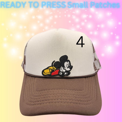 Cartoon Style Mouse Inspired Patches | Small Embroidered Iron-On Patches | Cute Character Head Patches | Hat & Clothing Heat Transfer