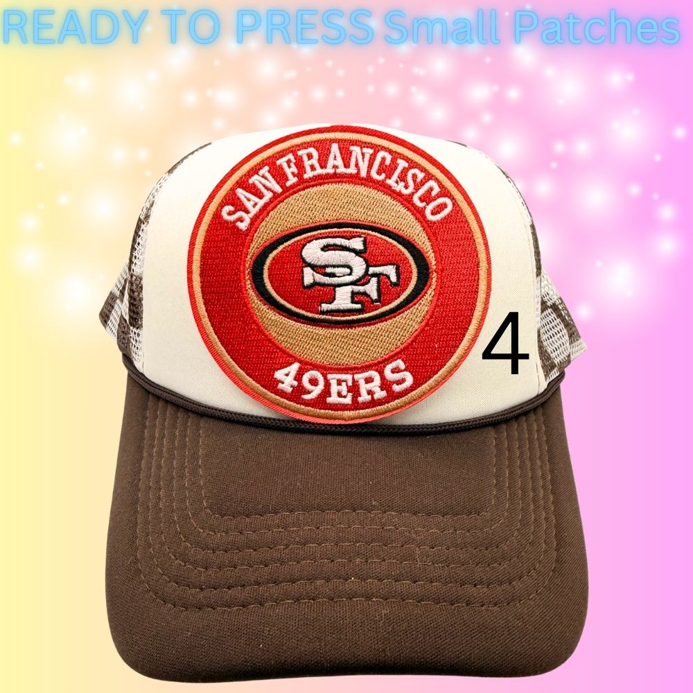 Football Inspired Embroidered Patches | Game Day Circle Patches | Sports Fan Hat Bar Patches | Heat Press Iron-On Patches