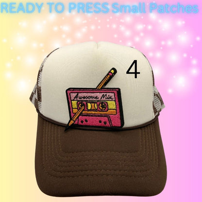 Trendy Small Embroidered Patch Collection | Cute, Gothic & Retro Iron-On Patches | Hat Bar Ready Press Patches | Mix & Match Designs