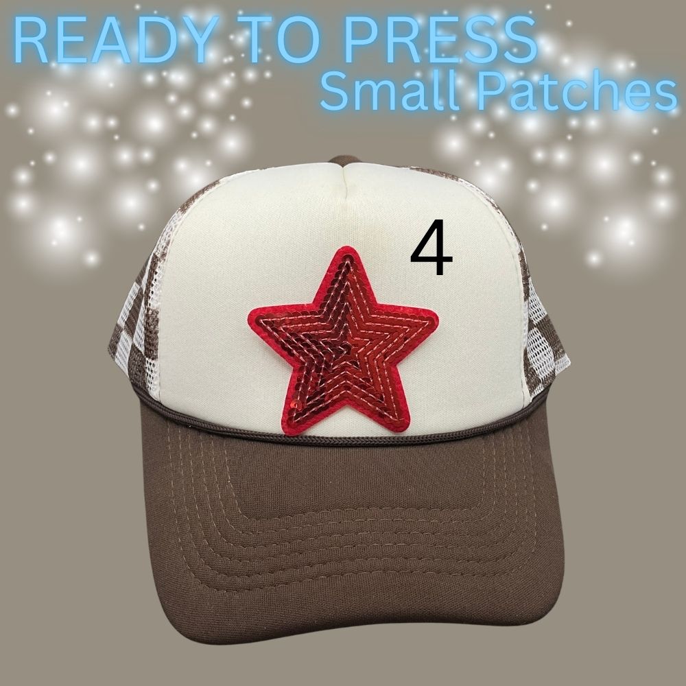 Ready to Press Sequin Patch Collection – Heart & Star Iron-On Appliqués for Hats, Jackets, Bags & DIY Crafts