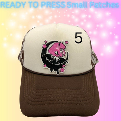 Trendy Small Embroidered Patch Collection | Cute, Gothic & Retro Iron-On Patches | Hat Bar Ready Press Patches | Mix & Match Designs