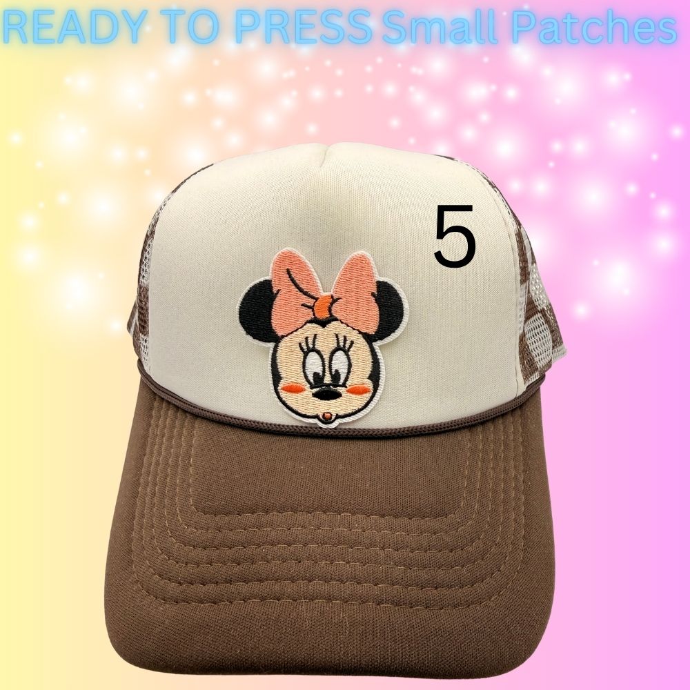 Cartoon Style Mouse Inspired Patches | Small Embroidered Iron-On Patches | Cute Character Head Patches | Hat & Clothing Heat Transfer