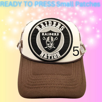 Football Inspired Embroidered Patches | Game Day Circle Patches | Sports Fan Hat Bar Patches | Heat Press Iron-On Patches