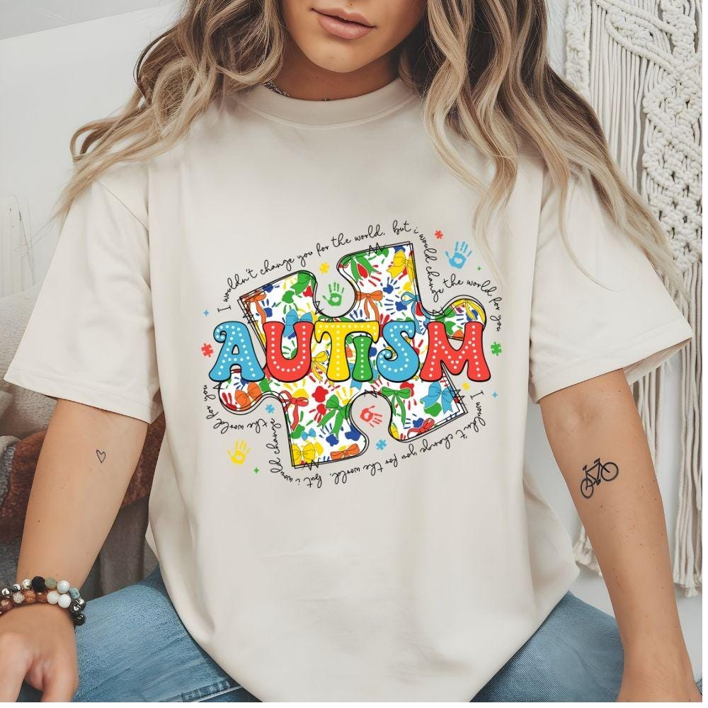 Autism Awareness Puzzle Bow DTF Heat Transfers – Ready to Press