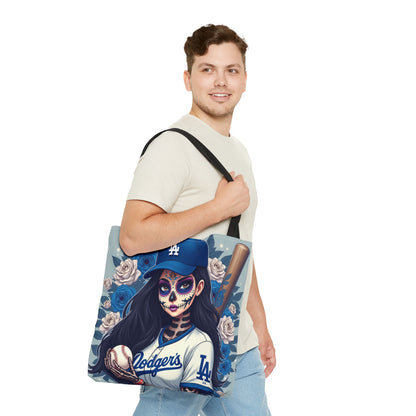 Sugar Skull Baseball Tote Bag, Unique Tote for Sports Fans, Day of the Dead Inspired, Stylish Shopping Bag, Gift for Her