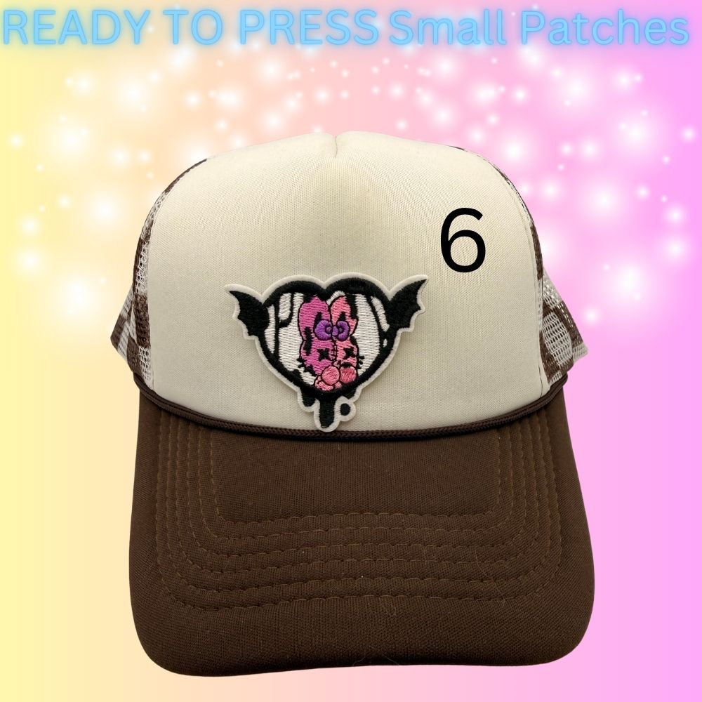 Trendy Small Embroidered Patch Collection | Cute, Gothic & Retro Iron-On Patches | Hat Bar Ready Press Patches | Mix & Match Designs