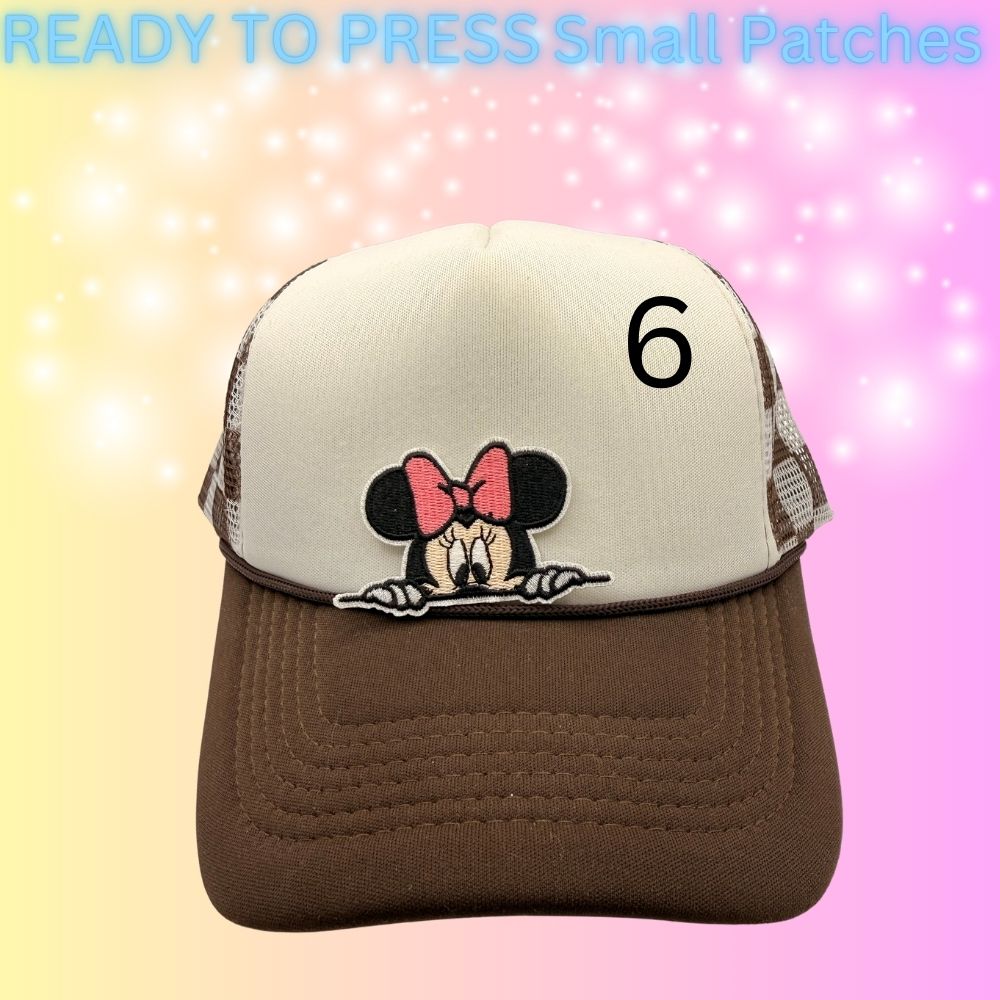 Cartoon Style Mouse Inspired Patches | Small Embroidered Iron-On Patches | Cute Character Head Patches | Hat & Clothing Heat Transfer