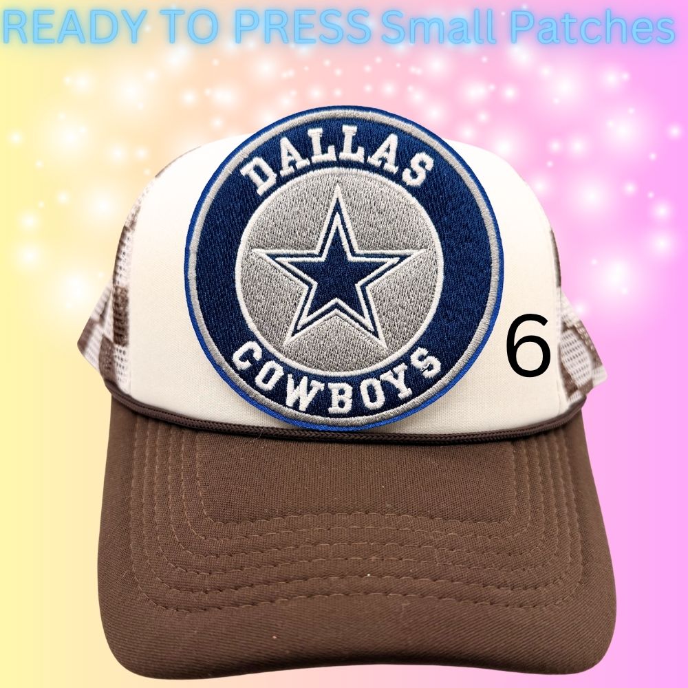 Football Inspired Embroidered Patches | Game Day Circle Patches | Sports Fan Hat Bar Patches | Heat Press Iron-On Patches