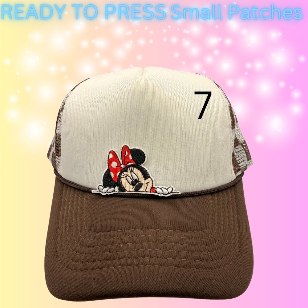 Cartoon Style Mouse Inspired Patches | Small Embroidered Iron-On Patches | Cute Character Head Patches | Hat & Clothing Heat Transfer