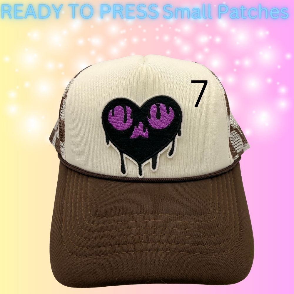 Trendy Small Embroidered Patch Collection | Cute, Gothic & Retro Iron-On Patches | Hat Bar Ready Press Patches | Mix & Match Designs